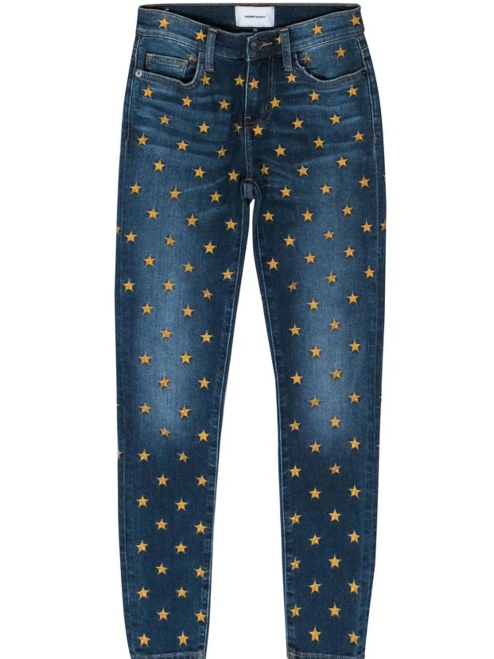 Current/Elliott “The Stiletto” skinny jeans. Medium wash, Star-embroidered.
